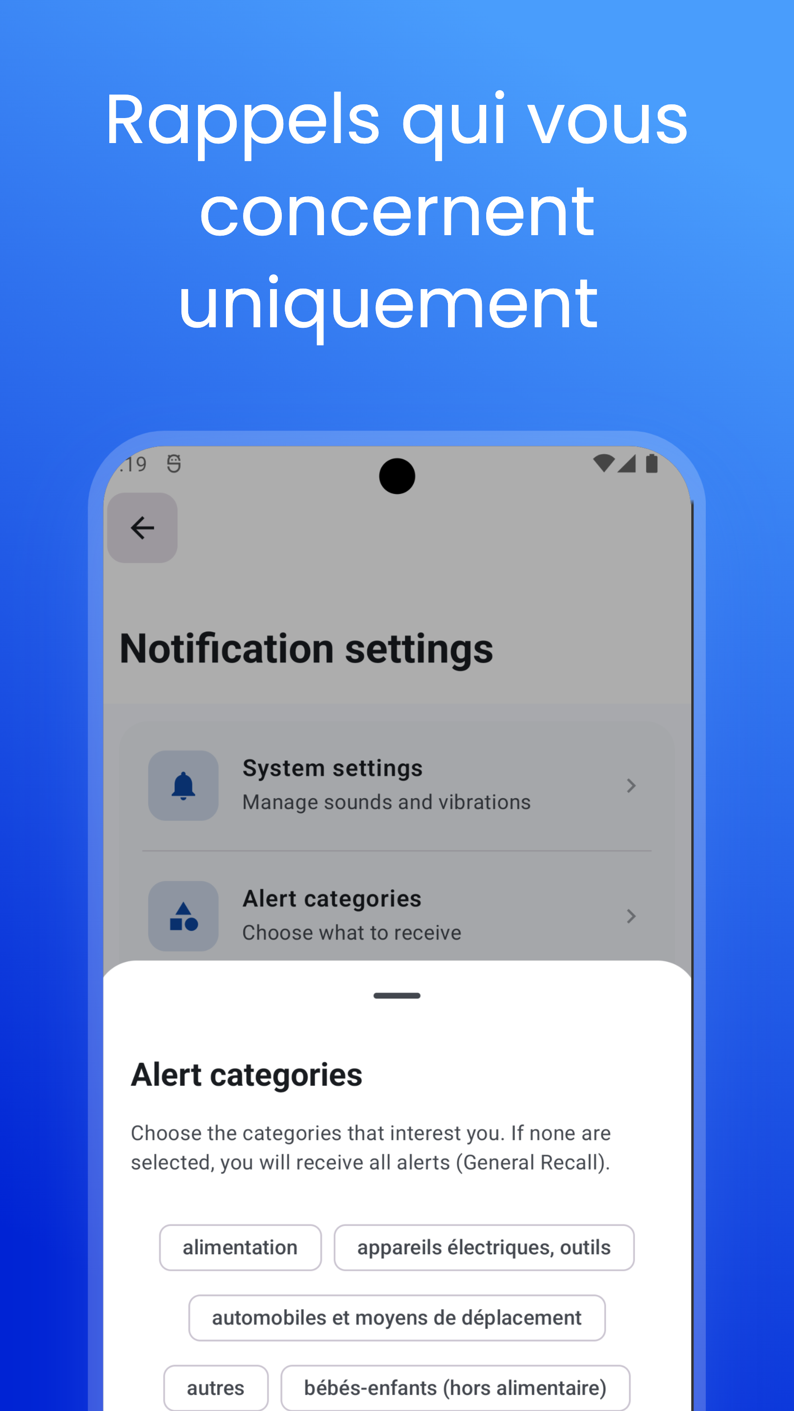 Filtrez les rappels par catégorie, marque ou risque